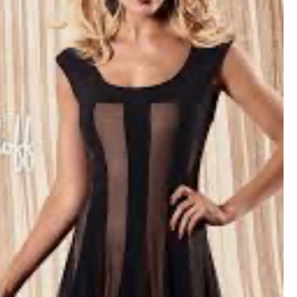 Maggy London black NWT stretch 14 cocktail Mesh Panel Matte Jersey Dress - Picture 3 of 6